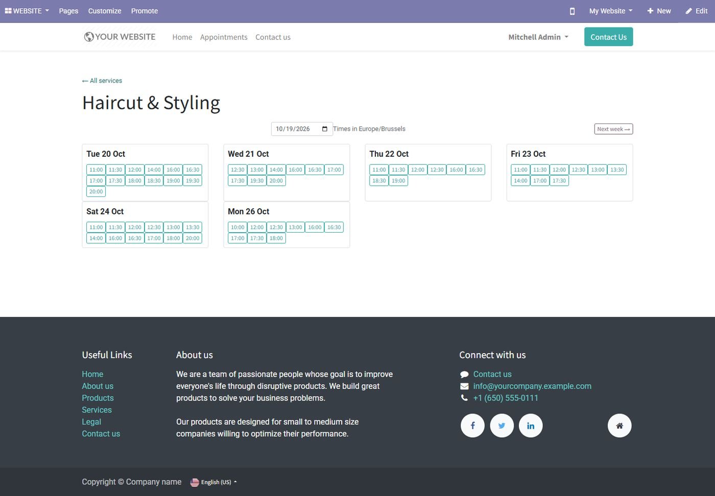 Odoo 14 / 15 / 16: Online booking