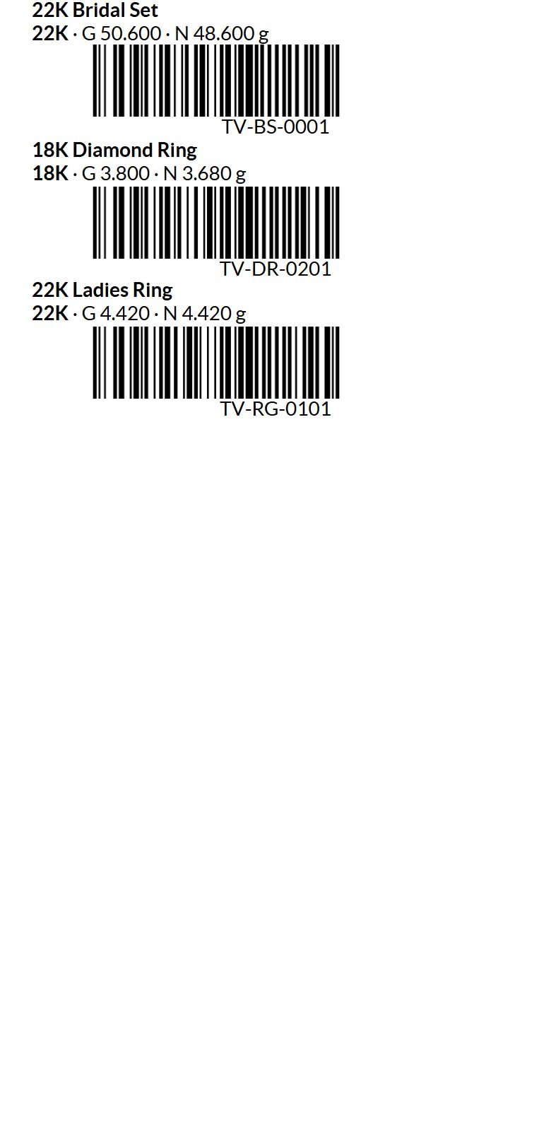 Barcode tag labels