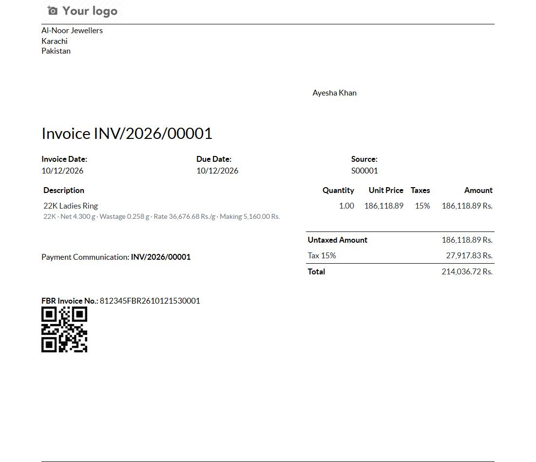 Printed invoice with gold details
