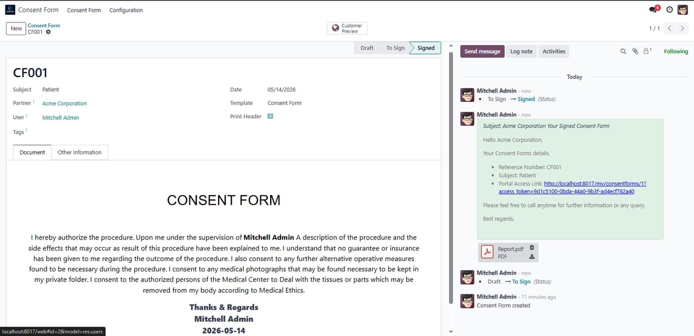 Signed consent form