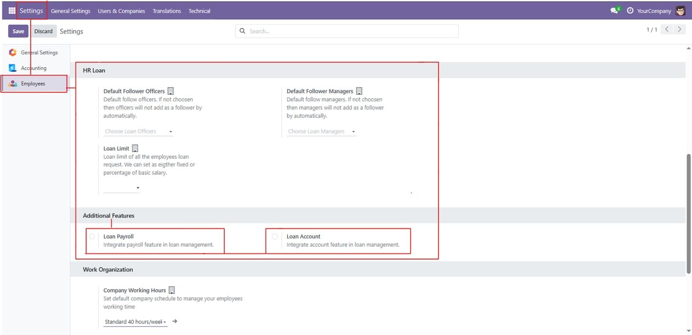 HR Loan settings