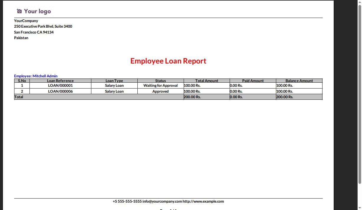 Employee loan report