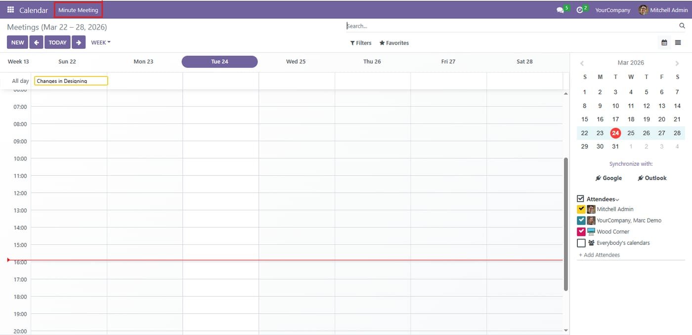Fully natively integrated directly into standard Odoo Calendar