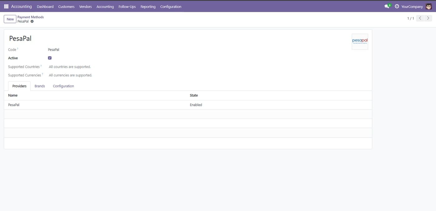 Go To: Accounting Configurations Payments Payment Method PesaPal