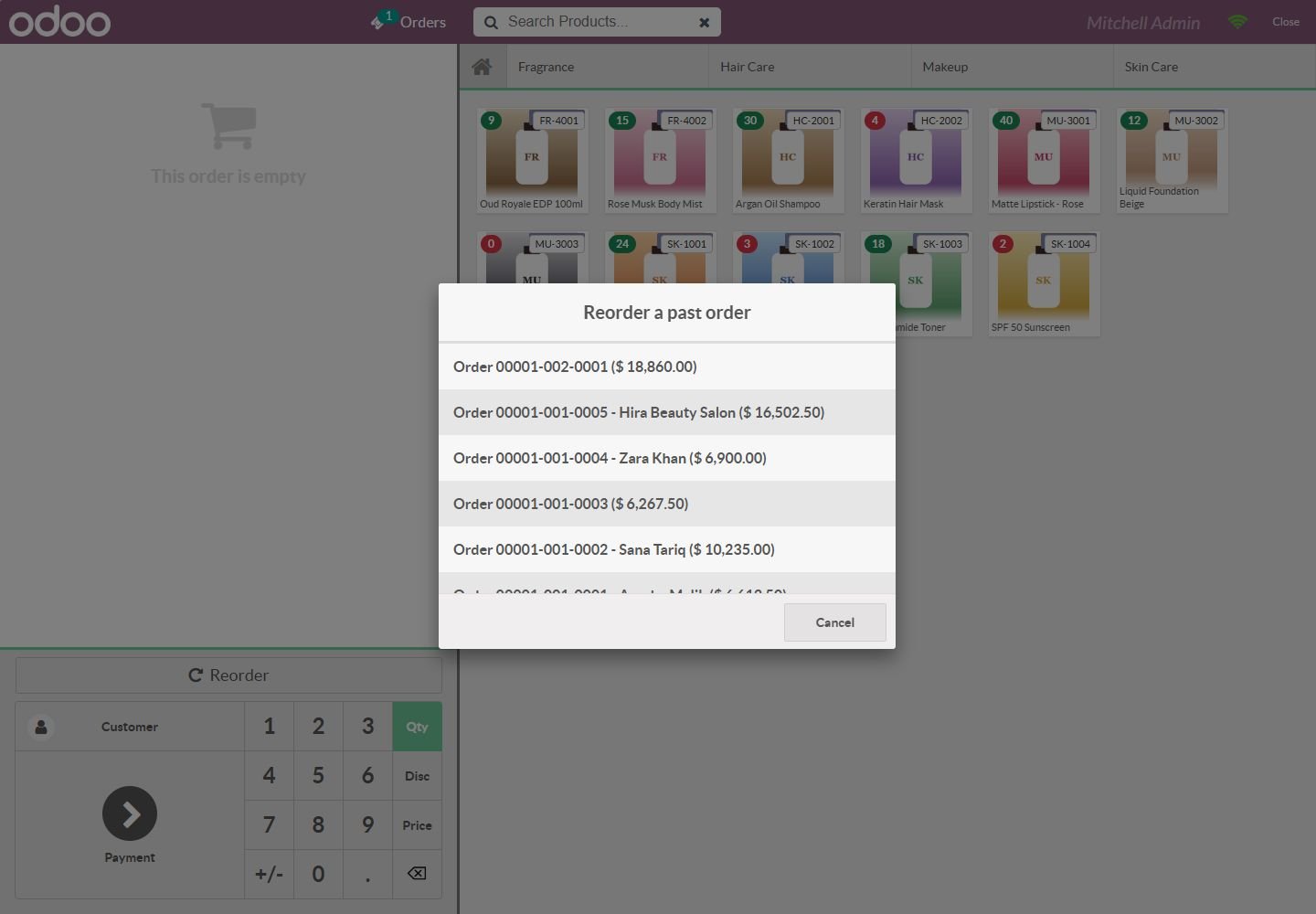 Odoo 14: reorder button