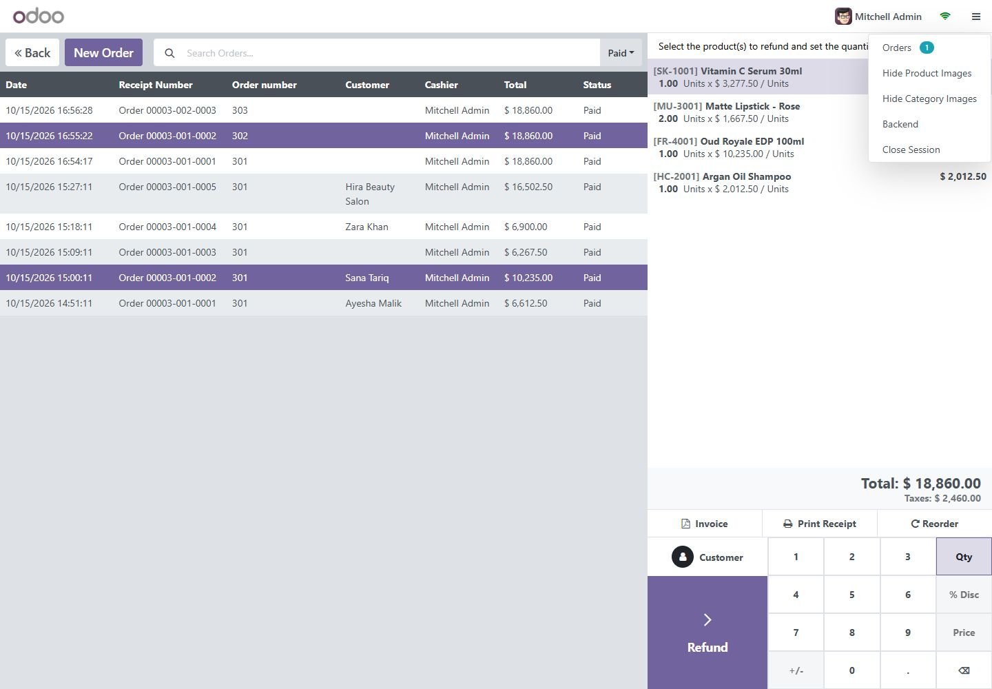 Odoo 17: reorder a past order