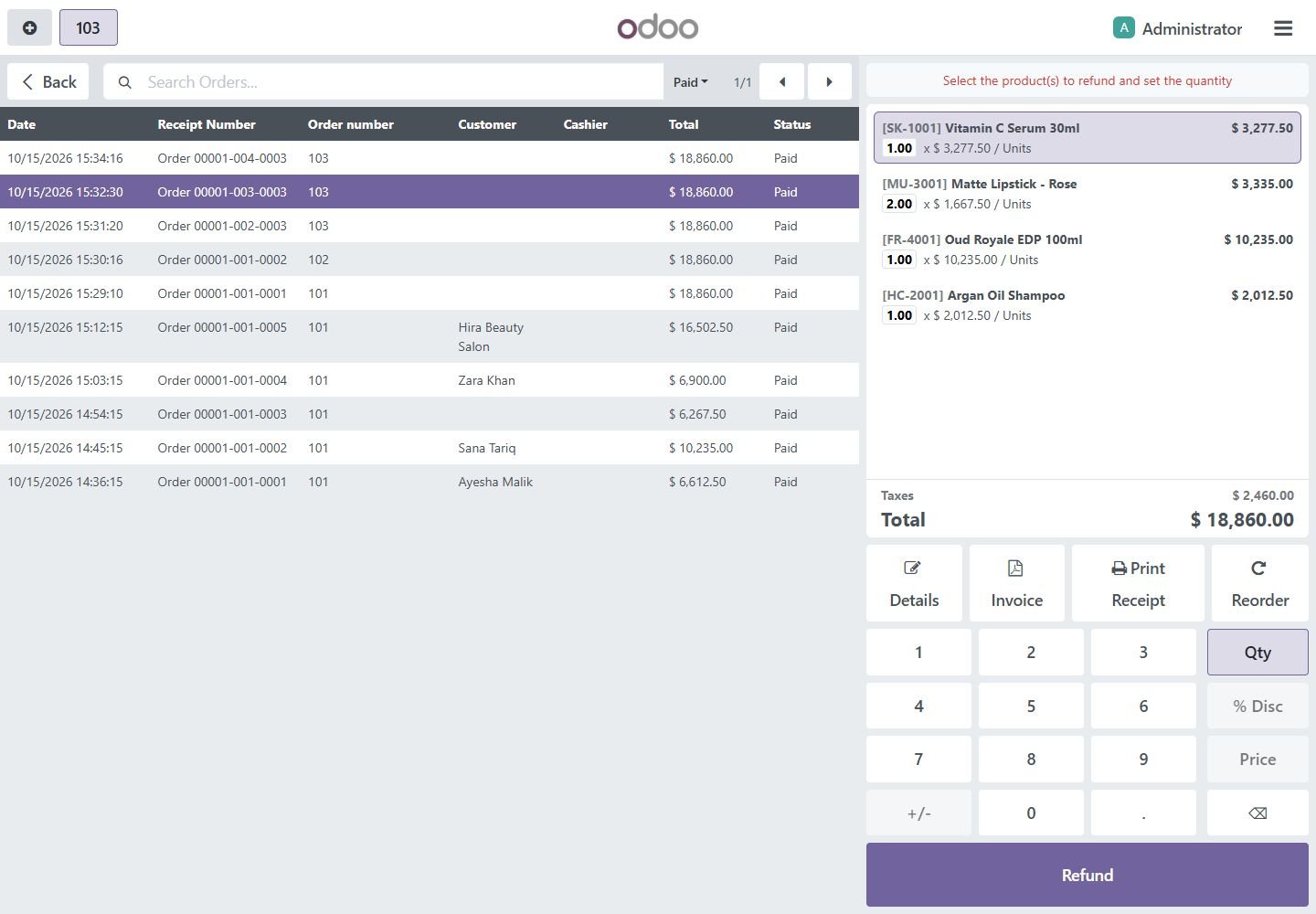 Odoo 18: reorder a past order