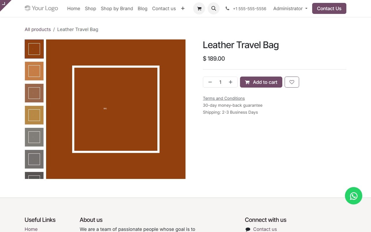 Product slider on the website