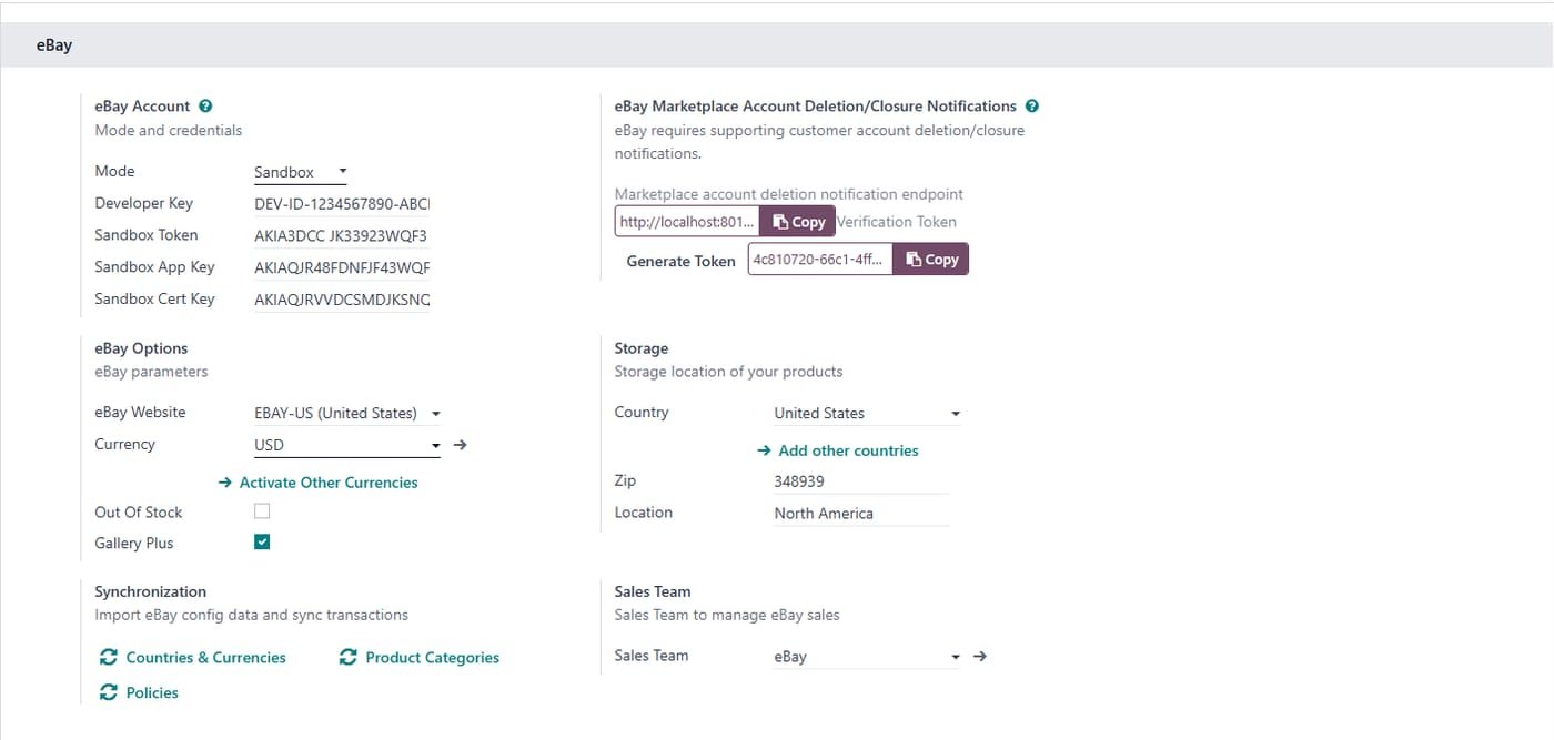 eBay sandbox setup
