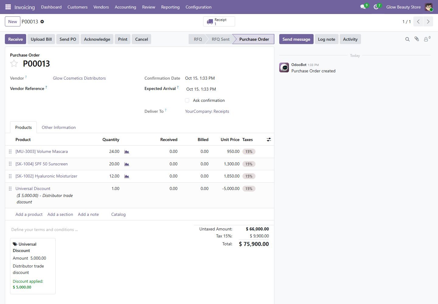 Vendor discounts on purchases