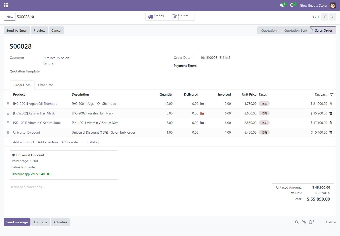 Odoo 17: universal discount on a sales order