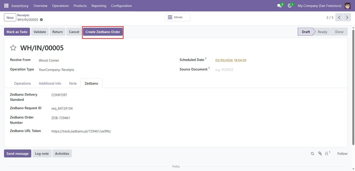 One click order submission button added natively directly to the standard stock picking form